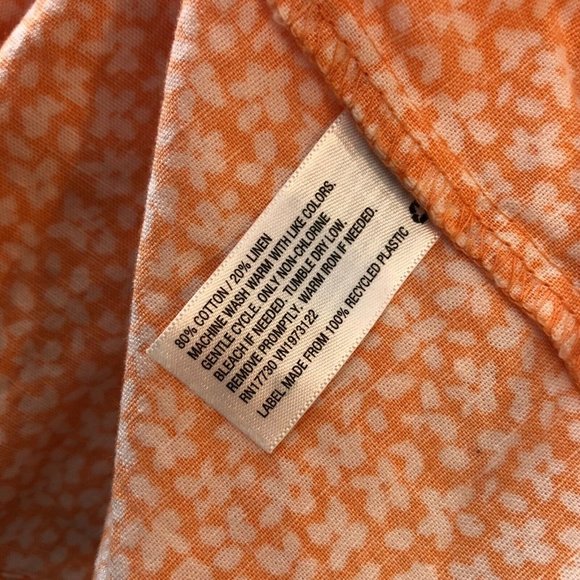 Wild Fable Dress A Line Cotton Linen Blend Floral Summer Sleeveless Orange XS - Picture 4 of 4